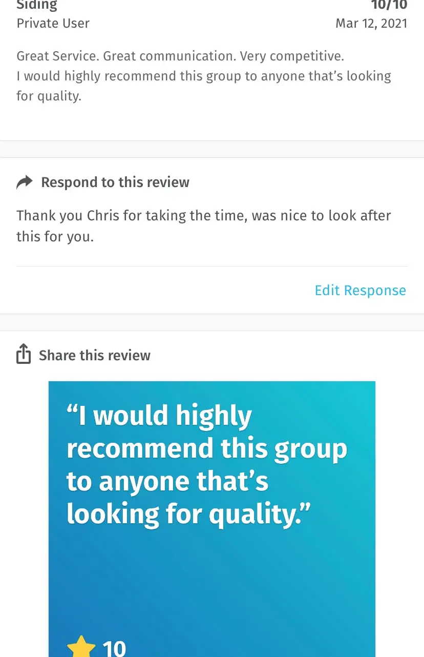 Customer review quote graphic