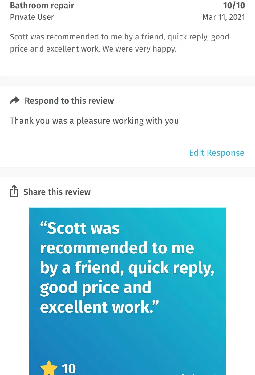 Blue customer review graphic